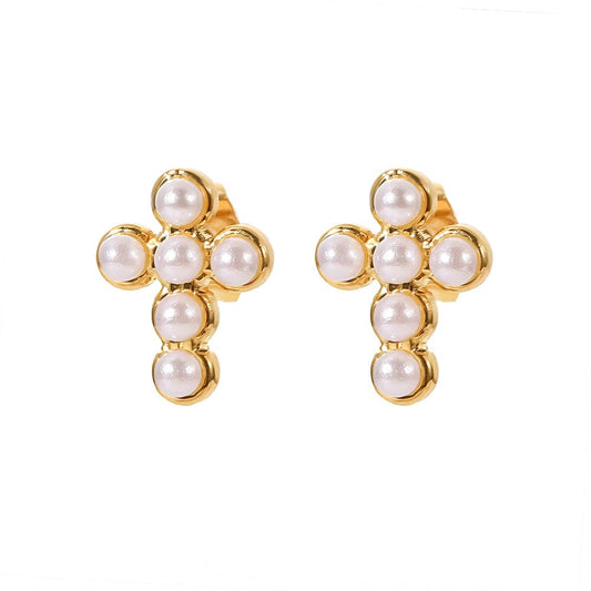 Marie : Boucles d'oerilles forme de croix L'or Didon